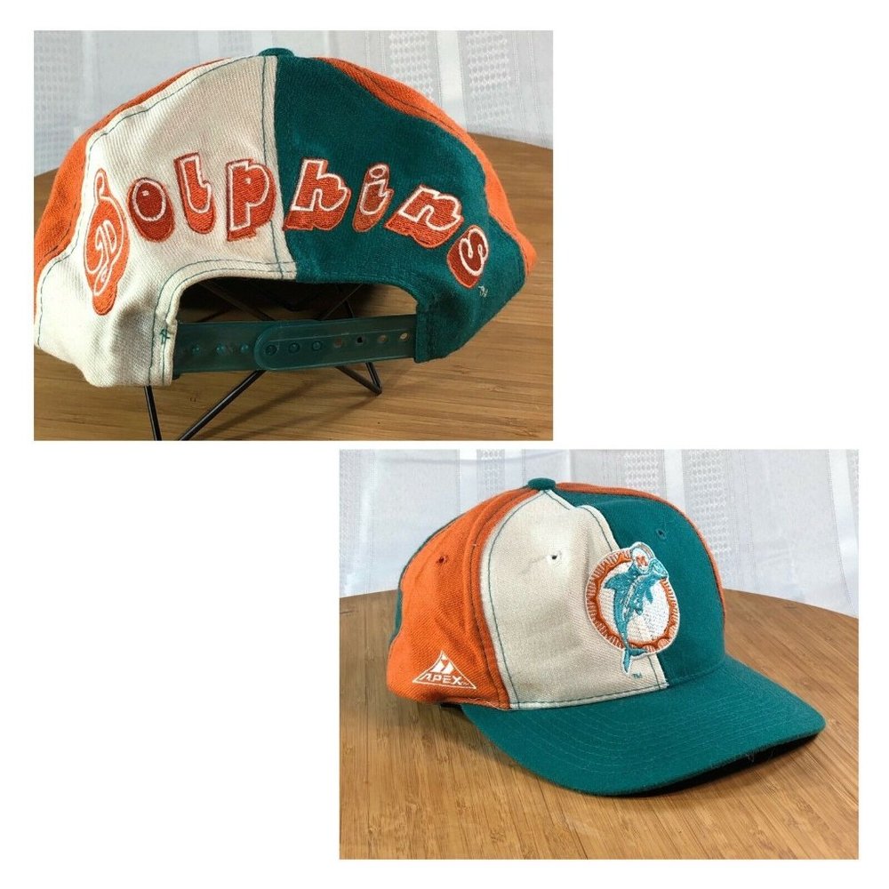 Vintage Apex One '90's Miami Dolphins spilt Color Block snapback hat Ballcap